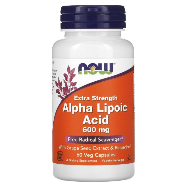 NOW Foods, Alpha-Liponsäure, extra Stärke, 600 mg, 60 vegetarische Kapseln
