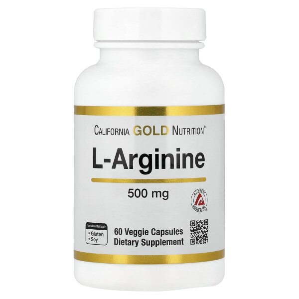 California Gold Nutrition, L-Arginine, 500 mg, 60 vegetarische Kapseln