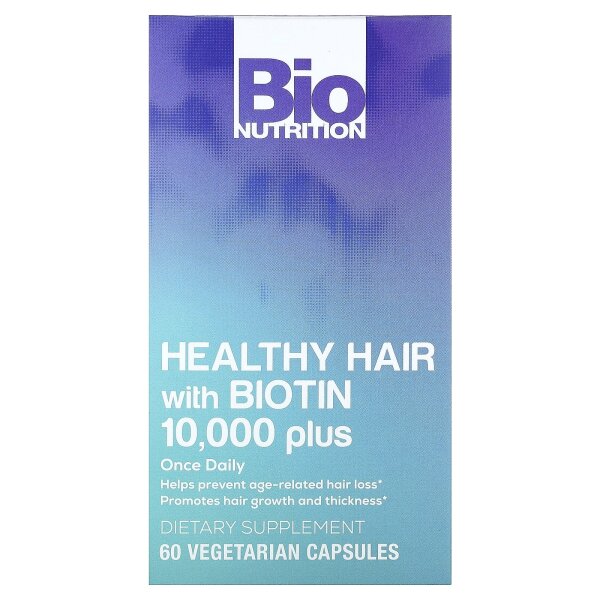 Bio Nutrition, Gesundes Haar mit Biotin 10.000 Plus, 60 vegetarische Kapseln