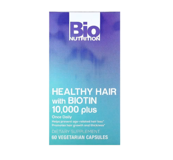 Bio Nutrition, Gesundes Haar mit Biotin 10.000 Plus, 60 vegetarische Kapseln