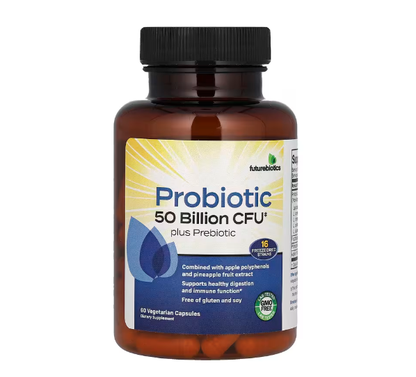 Futurebiotics, Probiotic Plus Prebiotic, Probiotikum plus Präbiotikum, 50 Milliarden KBE, 60 pflanzliche Kapseln