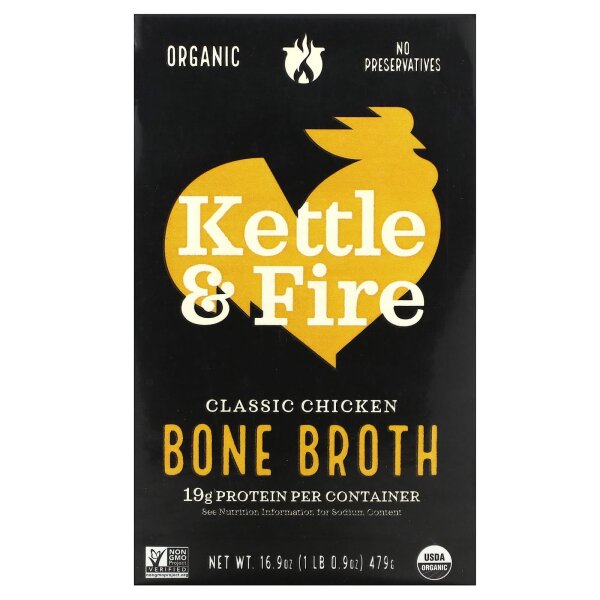 Kettle & Fire, Bone Broth, Classic Chicken, Knochenbrühe, 479 g