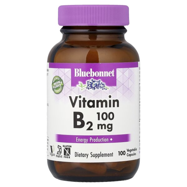 Bluebonnet Nutrition, Vitamin B2, 100 mg, 100 pflanzliche Kapseln