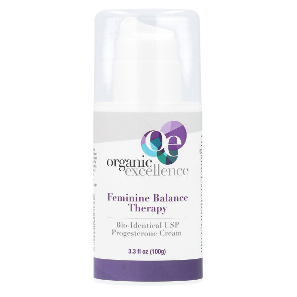 Organic Excellence, Feminine Balance Therapy, Bio-Identical USP Progesterone Cream, Ausgleichstherapie für Frauen, bioidentische Progesteroncreme in USP-Qualität, 100 g
