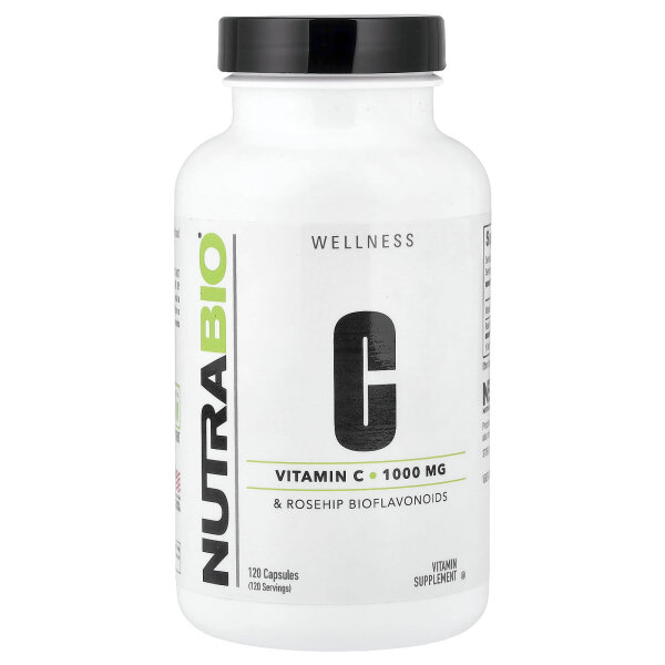 NutraBio, Vitamin C, 1.000 mg, 120 Kapseln