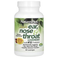 NaturesPlus, Adults Ear, Nose & Throat Lozenges with K12 Probiotics, Lutschtabletten für Erwachsene mit K12-Probiotika zur Unterstützung von Ohren, Nase und Hals, natürlicher, tropischer Kirsche-Beere-Geschmack, 60 Lutschtabletten