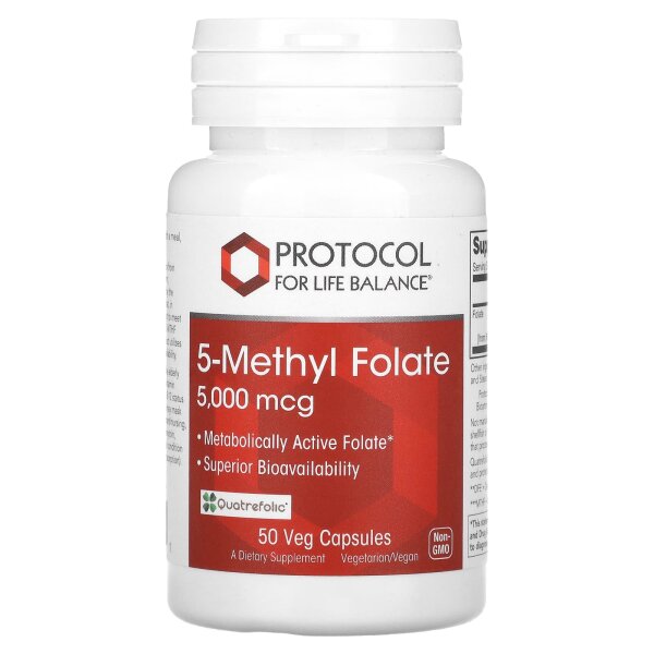 Protocol for Life Balance, 5-Methylfolat, 5.000 mcg, 50 pflanzliche Kapseln