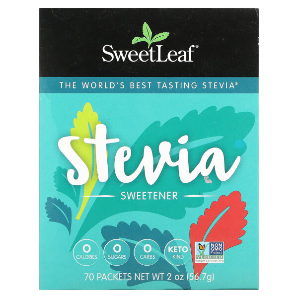 2x Wisdom Natural, SweetLeaf, Stevia-Süßstoff, 70 Päckchen, je 0,8 g