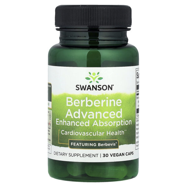 Swanson, Berberine Advanced Enhanced Absorption, Berberin, verbesserte Absorption, 550 mg, 30 vegetarische Kapseln