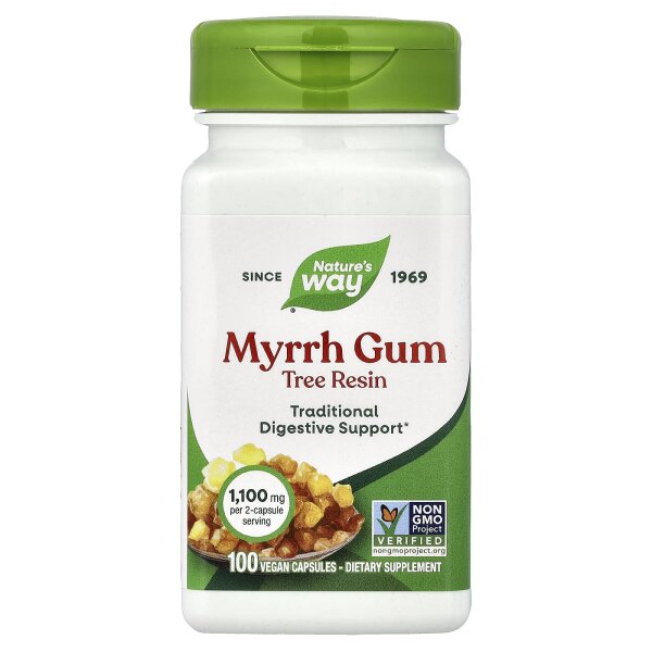 Natures Way, Myrrh Gum, Tree Harz, Myrrhe-Gummi, Baumharz, 1.100 mg, 100 vegane Kapseln
