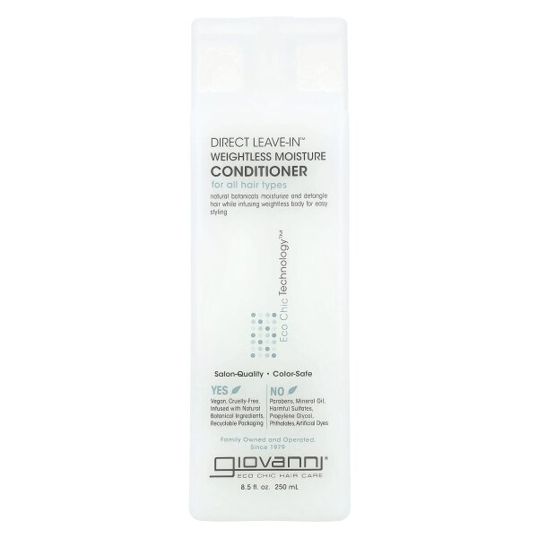 Giovanni, Direct Leave-In Weightless Moisture Conditioner, feuchtigkeitsspendender Leave-in-Conditioner ohne zu beschweren, für alle Haartypen, 250 ml