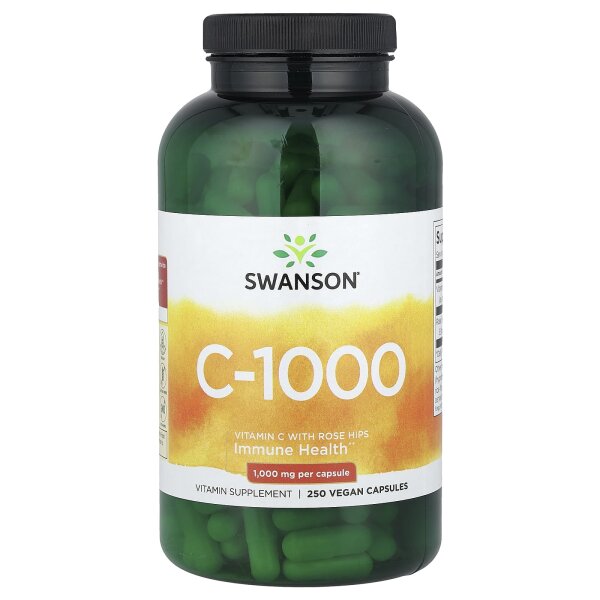 Swanson, C-1000, Vitamin C mit Hagebutten, 1.000 mg, 250 Kapseln