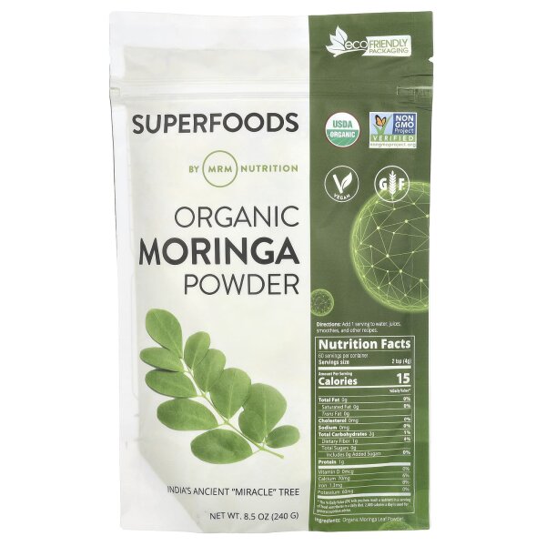 MRM Nutrition, Organic Moringa Powder, Bio-Moringa-Pulver, 240 g