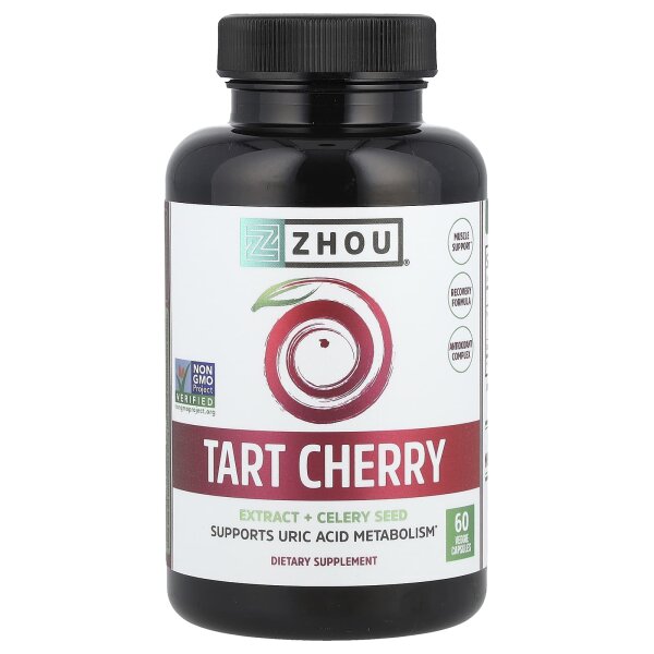 Zhou Nutrition, Sauerkirschenextrakt + Selleriesamen, 60 Vegetarische Kapseln