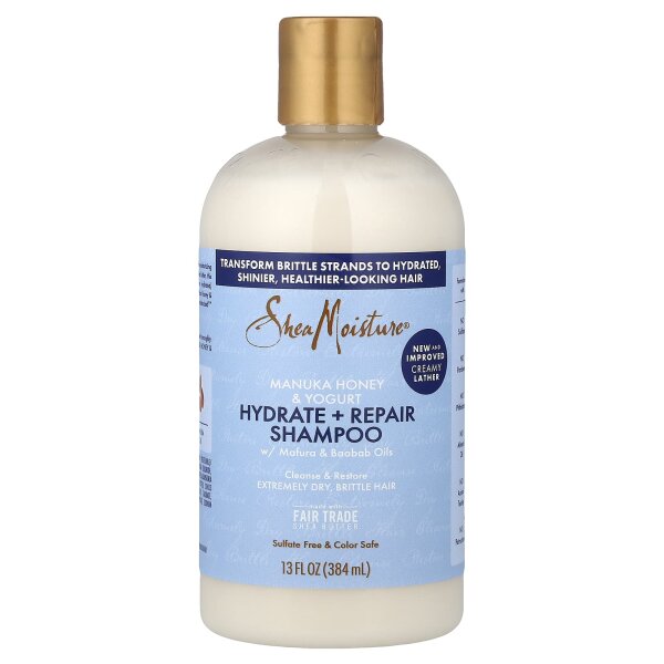 SheaMoisture, Manukahonig und Joghurt, Feuchtigkeitspflege + Reparatur-Shampoo mit Mafura- und Baobab-Öl, 384 ml