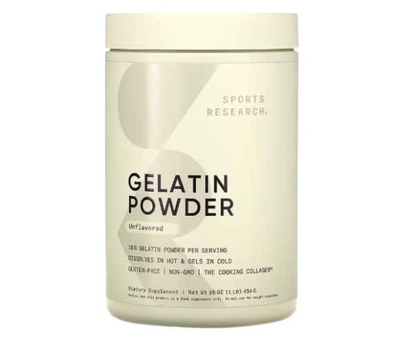 Sports Research, Gelatin Powder, Gelatin Powder, Unflavored, Gelatinepulver, geschmacksneutral, 454 g