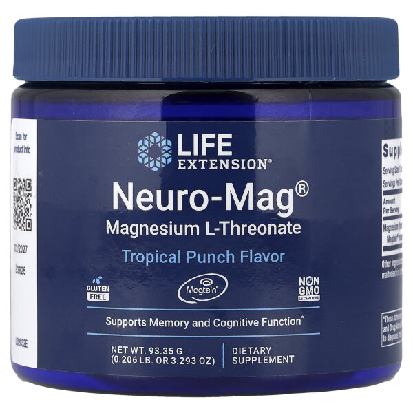 Life Extension, Neuro-Mag Magnesium L-Threonate, Magnesium-L-Threonat, tropischer Punsch-Geschmack, 93,35 g