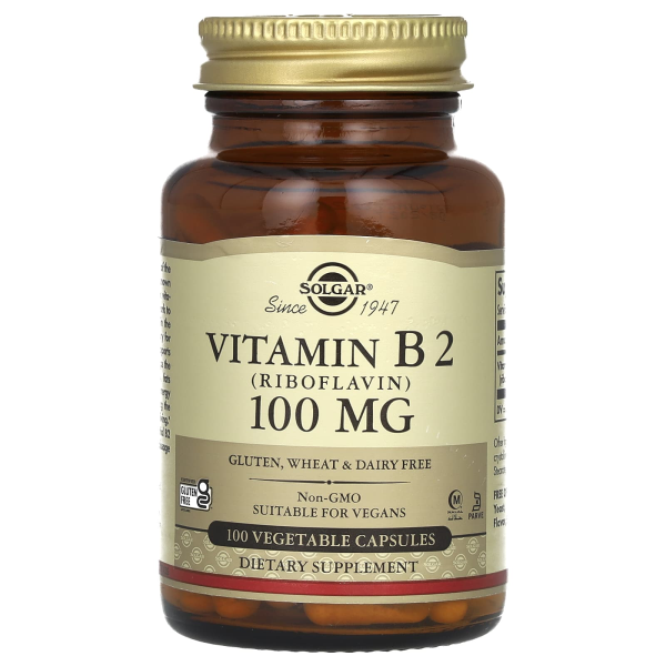 Solgar, Vitamin B2, 100 mg, 100 vegetarische Kapseln