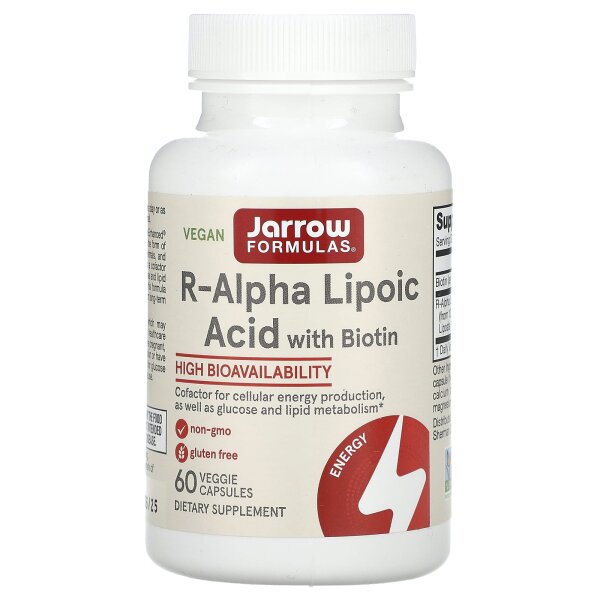 Jarrow Formulas, R-Alpha-Lipoic Acid + Biotin, Alpha-Liponsäure mit Biotin, 60 pflanzliche Kapseln