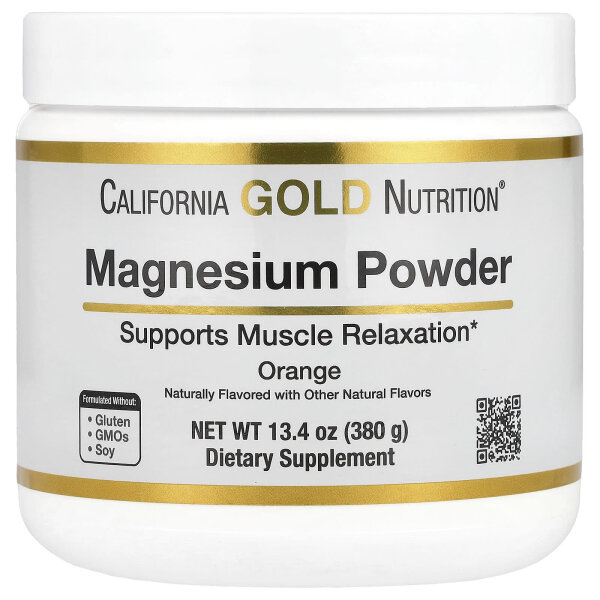 California Gold Nutrition, Magnesium Powder Beverage, Magnesium-Getränkepulver, Orange Crush, 380 g