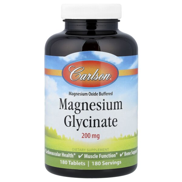 Carlson, Chelatiertes Magnesiumglycinat, 200 mg, 180 Tabletten