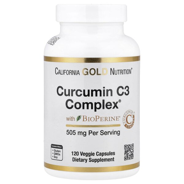 California Gold Nutrition, Curcumin C3 Complex mit BioPerine, 500 mg, 120 pflanzliche Kapseln