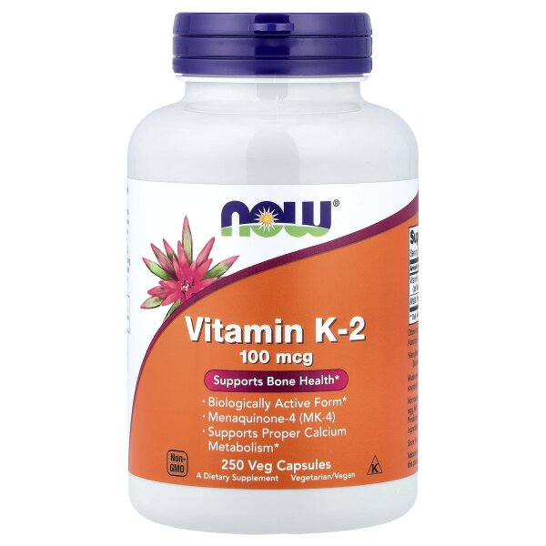 NOW Foods, Vitamin K-2, Vitamin K2, 100 mcg, 250 vegetarische Kapseln