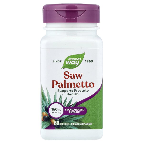 Natures Way, Saw Palmetto, Sägepalmenbeere, 160 mg, 60 Weichkapseln