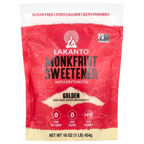 Lakanto, Monkfruit Sweetener with Erythritol, Mönchsfrucht-Süßstoff mit Erythrit, Golden, 454 g