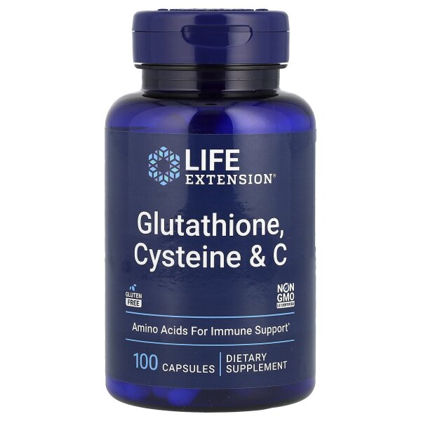 Life Extension, Glutathione, Cysteine & C, Glutathion, Cystein und Vitamin C, 100 Kapseln