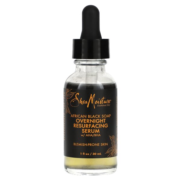 SheaMoisture, African Black Soap, Overnight Resurfacing Serum With AHA/BHA, 30 ml