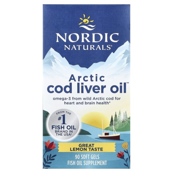 Nordic Naturals, Arctic Cod Liver Oil, arktischer Kabeljau-Lebertran, Zitrone, 750 mg, 90 Weichkapseln