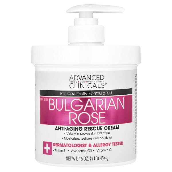 Advanced Clinicals, Anti-Aging Rescue Cream, bulgarische Rose, 454 g