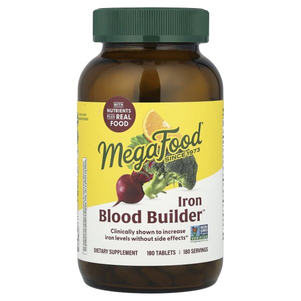 MegaFood, Iron Blood Builder™, Nahrungsergänzungsmittel für den Eisengehalt, 180 Tabletten