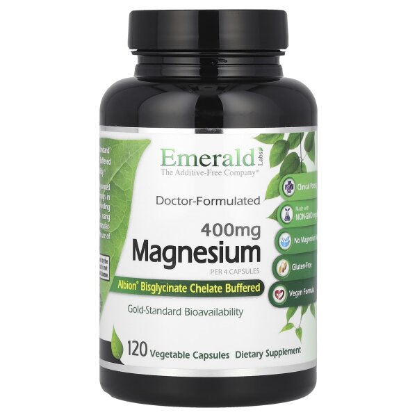 Emerald Laboratories, Pure Albion Magnesium, reines Albion-Magnesium, 400 mg, 120 pflanzliche Kapseln (100 mg pro Kapsel)