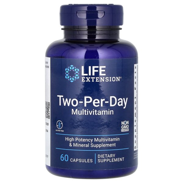 Life Extension, Two-Per-Day Multivitamin, Zwei-pro-Tag-Multivitamin, 60 Kapseln