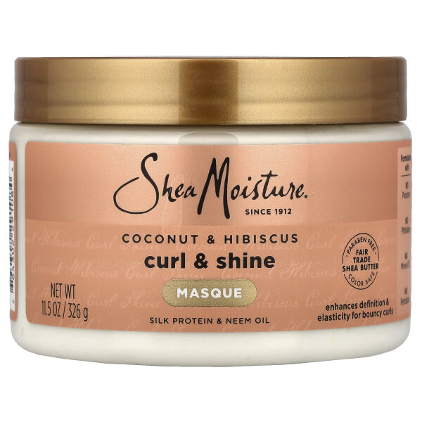 SheaMoisture, Curl & Shine Hair Masque, Kokosnuss und Hibiskus, 326 g