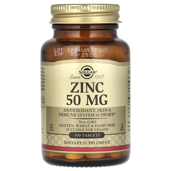 Solgar, Zink, 50 mg, 100 Tabletten