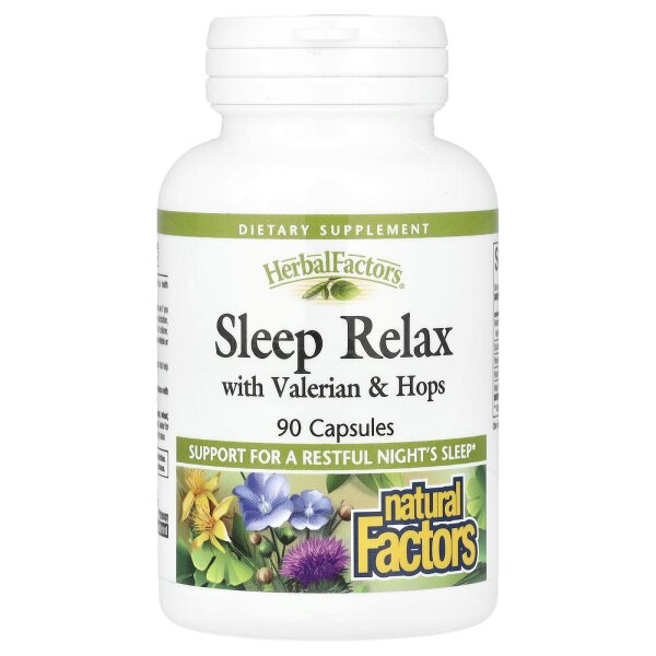 Natural Factors, Sleep Relax mit Baldrian & Hopfen, 90 Kapseln