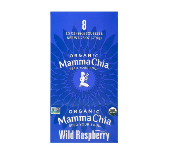 Mamma Chia, Bio-Chia-Squeeze, Vitalitäts-Snack, wilde Himbeere, 8 Squeezen, je 99 g