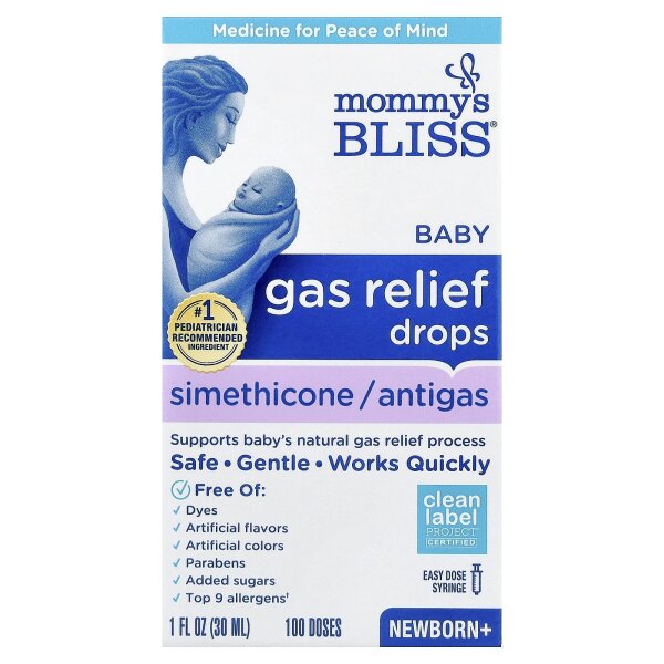 Mommys Bliss, Gas Relief, Simethicone Drops, Simethicon-Tropfen gegen Blähungen, für Neugeborene und Kleinkinder, 30 ml