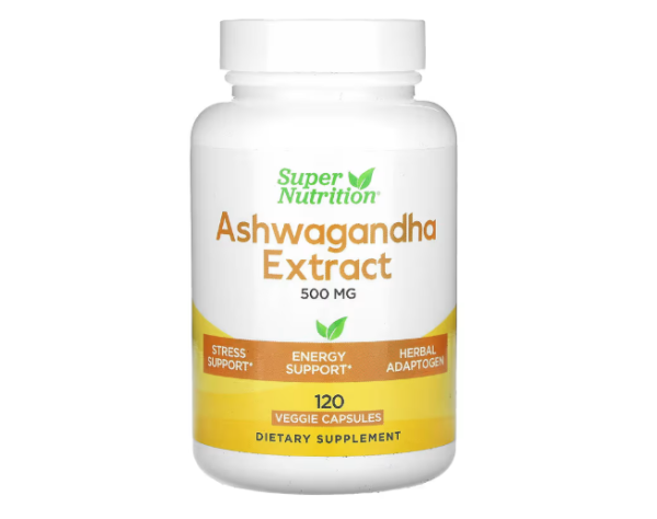 Super Nutrition, Ashwagandha, 500 mg, 120 pflanzliche Kapseln
