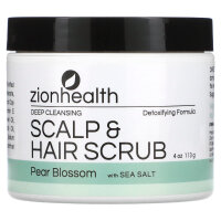 Zion Health, Tiefenreinigendes Kopf- und Haarpeeling, Birnenblüte mit Meersalz, 113 g