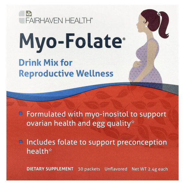Fairhaven Health, Myo-Folate, Drink Mix for Reproductive Wellness, Trinkmischung für das reproduktive Wohlbefinden, geschmacksneutral, 30 Päckchen à 2,4 g