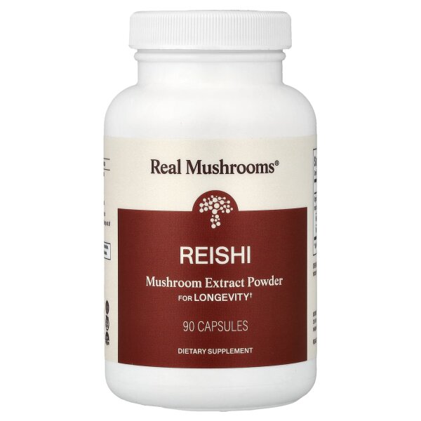 Real Mushrooms, Reishi, Mushroom Extract Powder, Pilzextraktpulver, 90 Kapseln