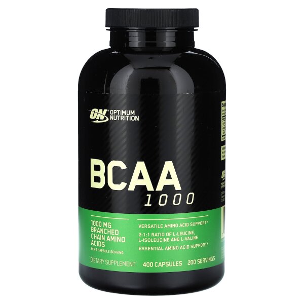 Optimum Nutrition, BCAA 1000, Nahrungsergänzungsmittel mit BCAA, 1.000 mg, 400 Kapseln
