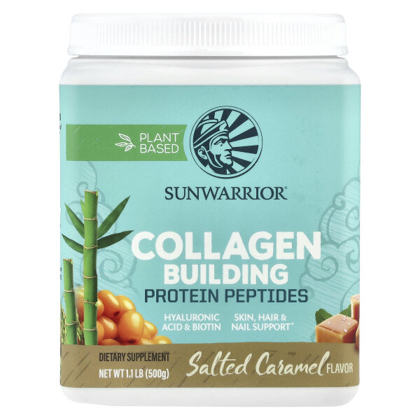 Sunwarrior, Collagen Building Protein Peptides with Hyaluronic Acid and Biotin, kollagenbildende Proteinpeptide mit Hyaluronsäure und Biotin, salziges Karamell, 500 g
