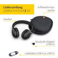 Jabra Evolve2 65 Wireless TEILDEFEKT PC Headset – Noise Cancelling UC Certified Stereo Headphones with Long-Lasting Battery – USB-C Bluetooth Adapter – Black #1