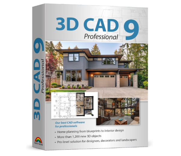 Software für Heimdesign und 3D-Konstruktion, kompatibel mit Windows 11, 10, 8.1, 7 - Planung von Bauplänen bis zur Innenarchitektur - 3D CAD 9 Professional