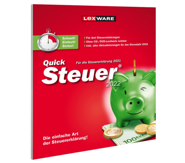QuickSteuer 2022 (für Steuerjahr 2021) | frustfreie Verpackung | Private und gewerbliche Steuererklärung